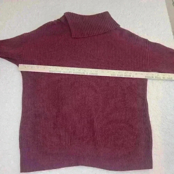 Talbots Plus Sweater Womens X Shaker Stitch Split Neck Shiraz Red Wine Burgundy - Picture 6 of 10